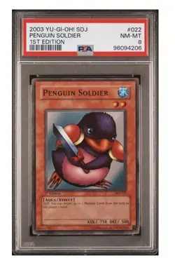 2003 Yu-Gi-Oh Penguin Soldier SDJ-022 1st Edition PSA 8 HOLO - Image 1
