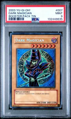 2003 YU-GI-OH! BOOSTER PACK TIN #007 DARK MAGICIAN PSA 9 - Image 1