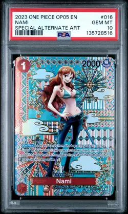 2023 ONE PIECE OP05-AWAKENING OF THE NEW ERA SPECIAL ALTERNATE ART NAMI PSA 10 - Image 1
