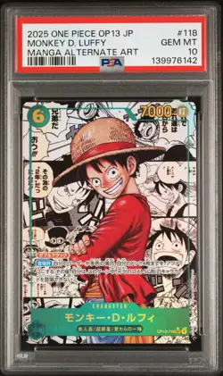 2025 ONE PIECE JPN CARRYING ON HIS WILL MANGA ALT ART MONKEY D. LUFFY PSA 10 - Image 1