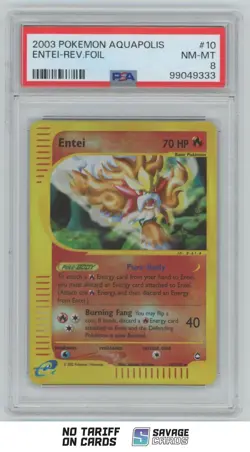 2003 Pokemon E-Card - Aquapolis Rev Foil Entei PSA 8 #10/147 - Image 1