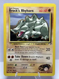 Pokemon Cards - Gym Heroes - Brock’s Rhyhorn 22/132 - NM - Image 1