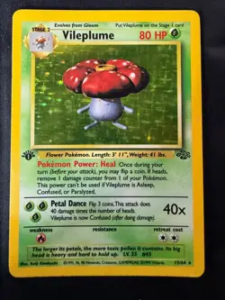 1st Edition Vileplume 15/64 Jungle 1999 Holo Rare WOTC Pokemon Card TCG MP - Image 1
