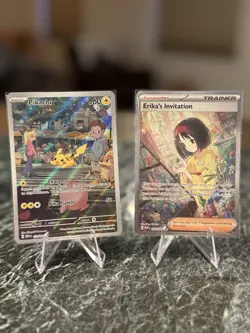 Pokemon 151 (2) Card Lot Pikachu Erikas Invitation Illustration Rare - Image 1
