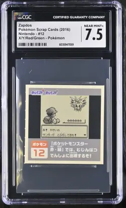 2016 Pokemon Nintendo Scrap Card Zapdos POP 1 None Higher CGC 7.5 XY Red green - Image 1