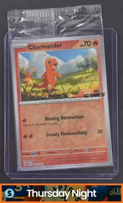 2023 POKEMON SV 151 - MEW EN #004/165 CHARMANDER EB GAMES STAMPED PROMO - SEALED - Image 1