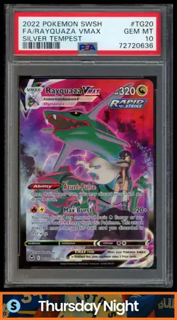 2022 POKEMON SILVER TEMPEST #TG20/TG30 RAYQUAZA VMAX TRAINER GALLERY PSA 10 - Image 1