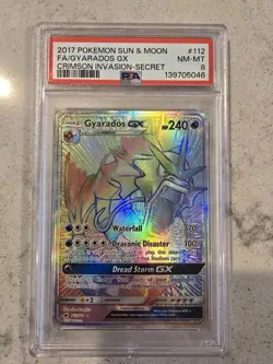 2017 Pokemon Sun & Moon FA/GYARADOS GX Crimson Invasion-Secret #112 - Graded 8 - Image 1