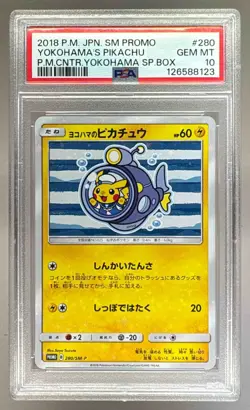 126588123 Yokohama's Pikachu 2018 Japanese Pokemon Sun Moon Promo #280 PSA 10 - Image 1
