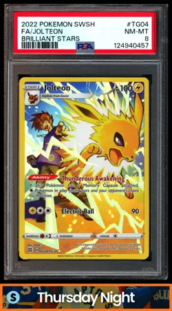 2022 POKEMON SWORD & SHIELD BRILLIANT STARS JOLTEON FA TRAINER GALLERY PSA 8 - Image 1