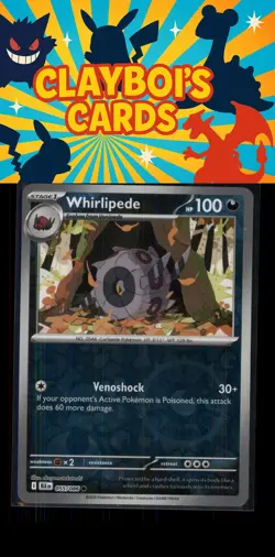 Whirlipede Reverse Holo Common SV: Black Bolt Pokemon TCG 055/086 NM+ - Image 1