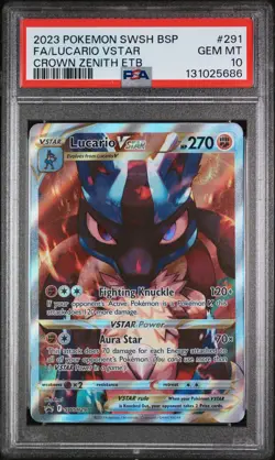 2023 POKEMON SWSH BLACK STAR PROMO #291 FULL ART/LUCARIO VSTAR PSA 10 - Image 1