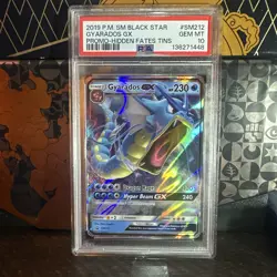 2019 POKEMON SM BLACK STAR PROMO HIDDEN FATES TINS #SM212 GYARADOS GX PSA 10 - Image 1