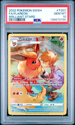 Pokemon Sword & Shield Brilliant Stars Flareon Trainer Gallery TG01/TG30 PSA 10 - Image 1