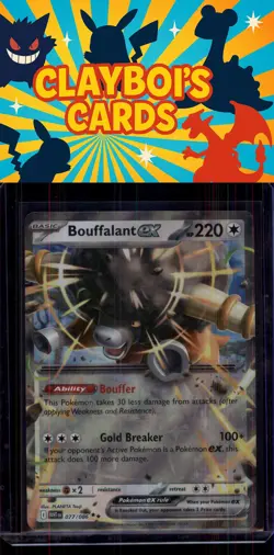 Bouffalant ex Holo Double Rare SV: White Flare Pokemon TCG 077/086 NM+ - Image 1