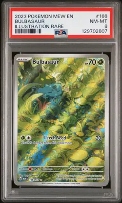 2023 POKEMON MEW EN-151 ILLUSTRATION RARE #166 BULBASAUR PSA 8 - Image 1