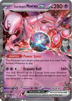 Team Rocket's Mewtwo ex Holo 205 SV: Scarlet & Violet Promo Cards Pokemon Card - Image 1