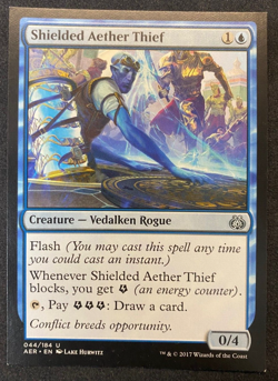 Shielded Aether Thief - MTG - Aether Revolt - Misprint Miscut 4 Squared Corners - Image 1