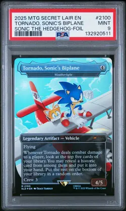 2025 MTG SECRET LAIR DROP SONIC: TURBO GEAR-FOIL TORNADO, SONIC'S BIPLANE PSA 9 - Image 1