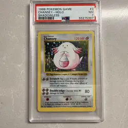 1999 POKEMON BASE SET SHADOWLESS #3 CHANSEY HOLO RARE PSA 7 - Image 1