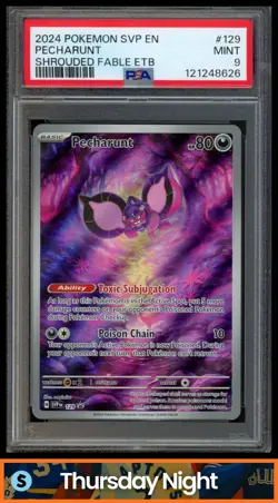 2024 POKEMON SV BLACK STAR PROMOS SVP EN #129 PECHARUNT SHROUDED FABLE ETB PSA 9 - Image 1