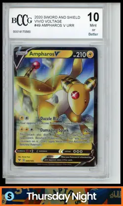 2020 POKEMON SWORD & SHIELD VIVID VOLTAGE #049/185 AMPHAROS V BCCG 10 - Image 1