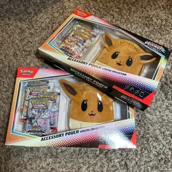 ✨ Pokemon TCG 2x Prismatic Evolutions Accessory Pouch Special Collection Box Lot - Image 1