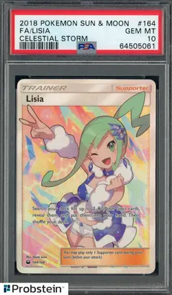 2018 Pokemon Sun & Moon Celestial Storm #164 Full Art Lisia PSA 10 - Image 1