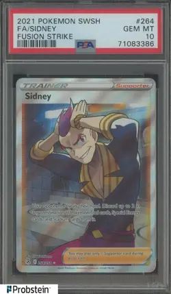 2021 Pokemon Sword & Shield Fusion Strike #264 Full Art Sidney PSA 10 - Image 1