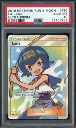 2018 Pokemon Sun & Moon Ultra Prizm #150 Full Art Lana PSA 10 - Image 1