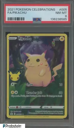 2021 Pokemon Celebrations #005 Pikachu Fa PSA 8 NM-MT - Image 1