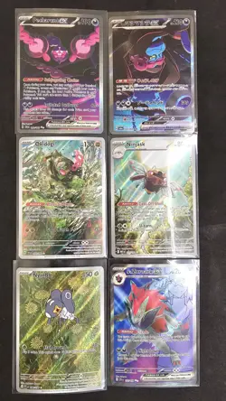 SIR Pokemon 6 Card Lot: Pecharunt 093 Okidogi 074 Ninjask Zoroark 175 n mor Mint - Image 1