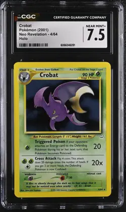 CGC 7.5 Crobat 2001 Neo Revelation 4/64 Holo Pokemon Card - Image 1