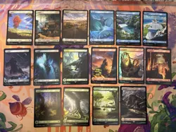 Magic Final Fantasy Foil Basic Lands Complete Set of 16 - Full Art Land MTG NM - Image 1