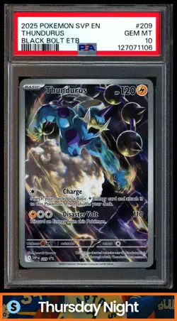 2025 POKEMON SV BLACK STAR PROMOS - SVP EN #209 THUNDURUS BLACK BOLT ETB PSA 10 - Image 1