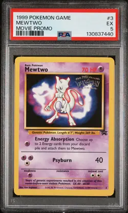 1999 POKEMON GAME MOVIE PROMO #3 MEWTWO PSA 5 - Image 1