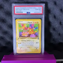 PSA 10 GEM MINT Birthday Pikachu #24 Pokemon 2000 World Collection English - Image 2