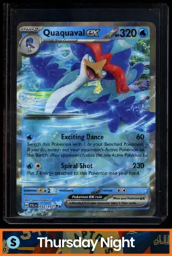 2023 POKEMON SCARLET & VIOLET PALDEA EVOLVED #052/193 QUAQUAVAL EX DOUBLE RARE - Image 1