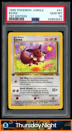 1999 POKEMON JUNGLE 1ST EDITION #51/64 EEVEE PSA 10 - Image 1