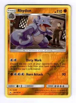 Rhydon SM - Unbroken Bonds #94 (2019) Uncommon Reverse Holo NM Pokemon - Image 1