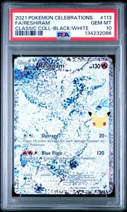 2021 Pokemon Celebrations Reshiram Classic Collection Holo #113/114 PSA 10 - Image 1