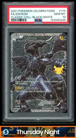 2021 POKEMON SWORD & SHIELD CELEBRATIONS ZEKROM FA CLASSIC COLLECTION B&W PSA 10 - Image 1
