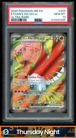 2025 POKEMON SV - DRI EN #209/182 ETHAN'S HO-OH EX ULTRA RARE PSA 10 - Image 1