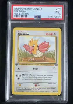 First Edition Spearow Jungle Set Pokemon Card 62/64 ⭐Vintage⭐ PSA 9🔥🔥 - Image 1