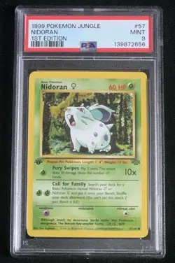 First Edition Nidoran Jungle Set Pokemon Card 9/64 ⭐Vintage⭐ PSA 9🔥🔥 - Image 1