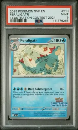 2025 Pokemon Feraligatr SV Promo Cards #213 Illustration Contest 2024 PSA 9 - Image 1