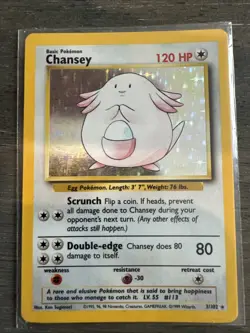 Chansey 3/130 Base Set 2 Holo Rare Wotc Vintage 2000 Pokemon Card LP - Image 1