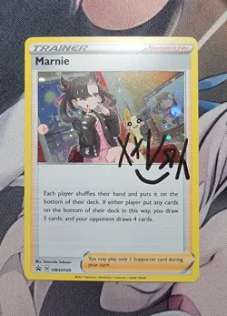 Marnie SWSH120 HOLO RARE Pokemon Black Star Promo NM 2021 Card TCG *SWIRL* - Image 1
