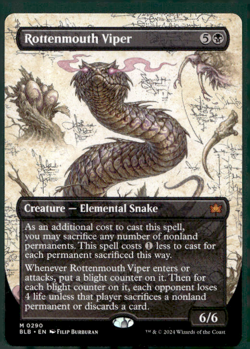 ROTTENMOUTH VIPER BORDERLESS BLOOMBURROW BLB MYTHIC ELEMENTAL SNAKE MTG 290 - Image 1