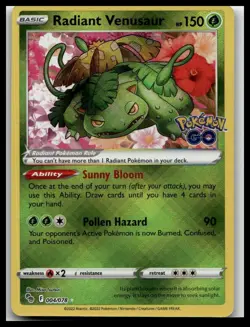 Pokemon GO #004/078 Radiant Venusaur Holo - Image 1